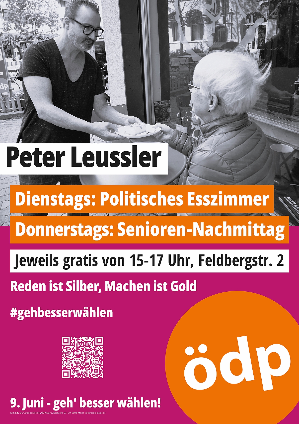 Wahlplakat Peter Leussler in Aktion